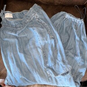Lane Bryant Sky Blue Drawstring Denim Pants